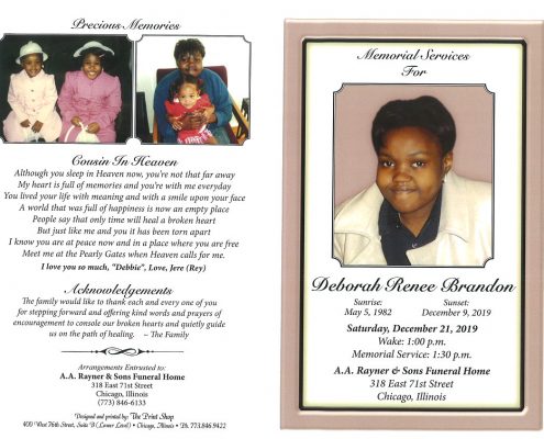 Deborah R Brandon Obituary