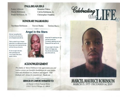 Marcel M Robinson Obituary