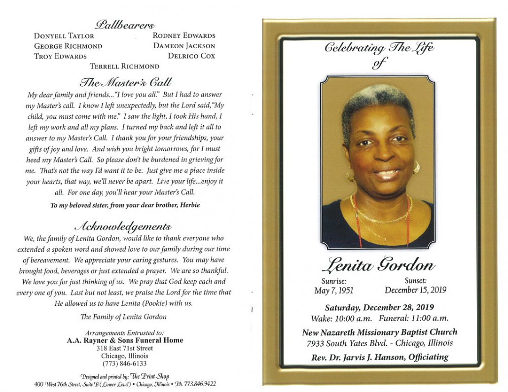 Lenita Gordon Obituary