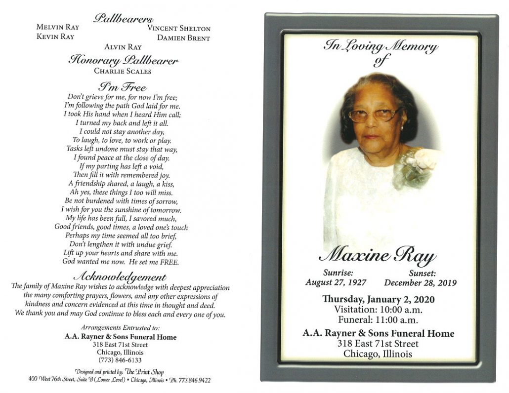 Maxine Ray Obituary