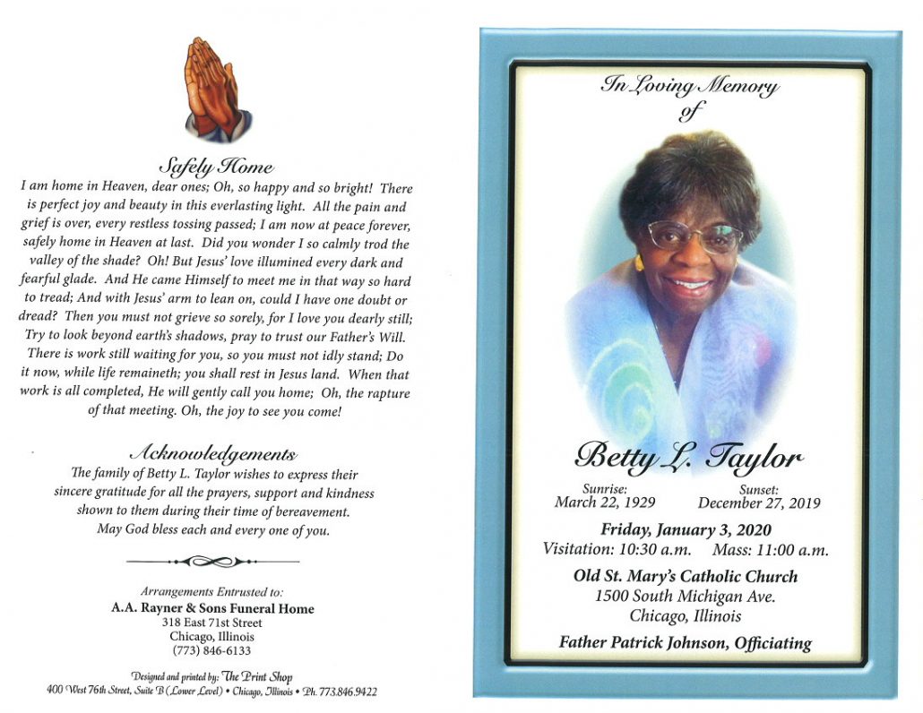 Betty L Taylor Obituary