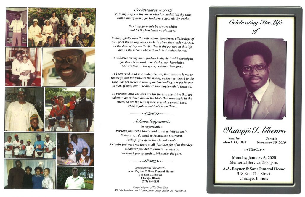 Olatunji Gbenro Obituary