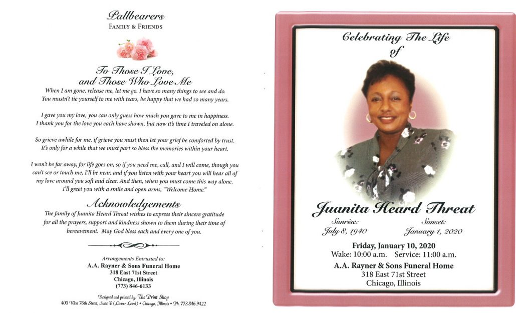 Juanita H Threat Obituary
