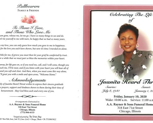 Juanita H Threat Obituary