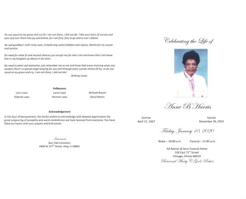 Anne B Harris Obituary