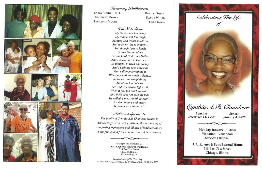 Cynthia AP Chambers Obituary