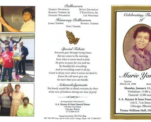 Marie Yarber Obituary