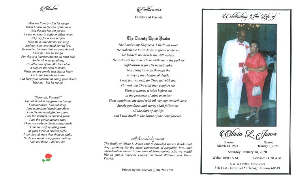 Olivia L Jones Obituary
