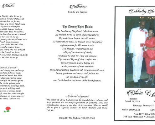 Olivia L Jones Obituary