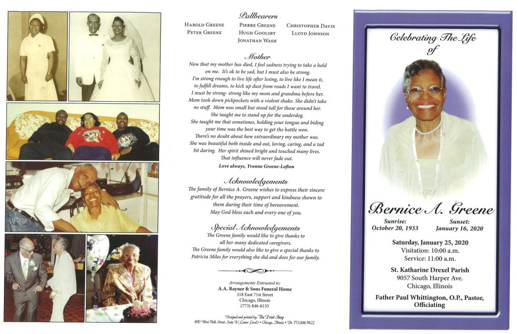 Bernice A Greene Obituary