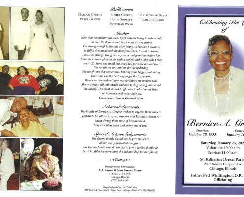 Bernice A Greene Obituary