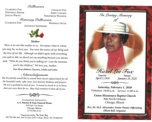 Hazel L Fox Obituary