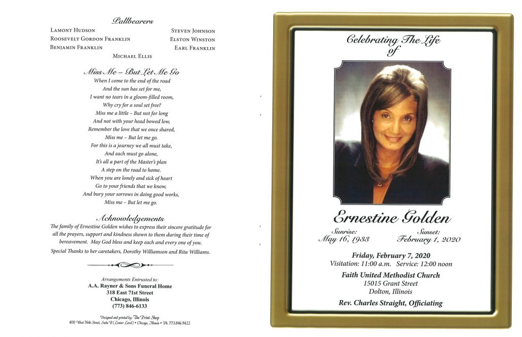 Ernestine Golden Obituary