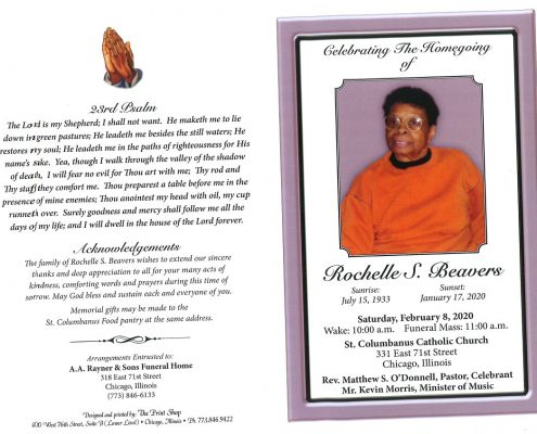 Rochelle S Beavers Obituary