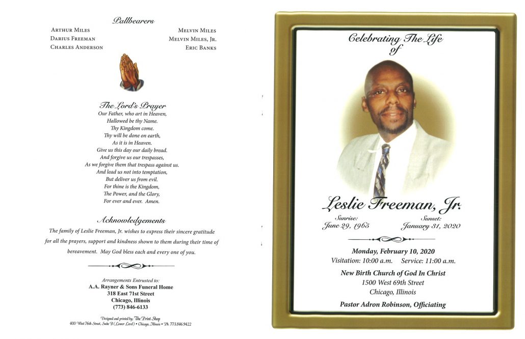 Leslie Freeman Jr Obituary