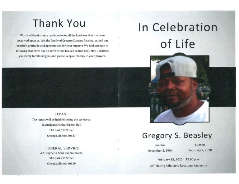 Gregory S Beasley Obituary | AA Rayner And Sons Funeral Homes