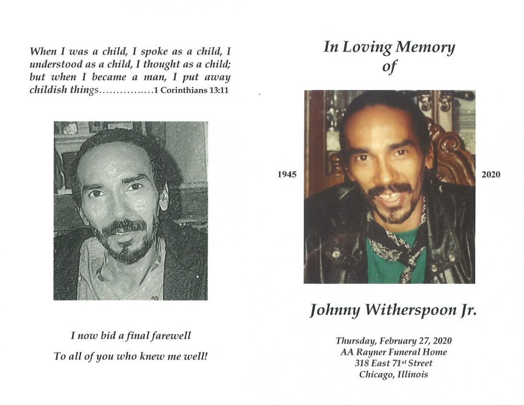 Johnny Witherspoon Jr Obituary