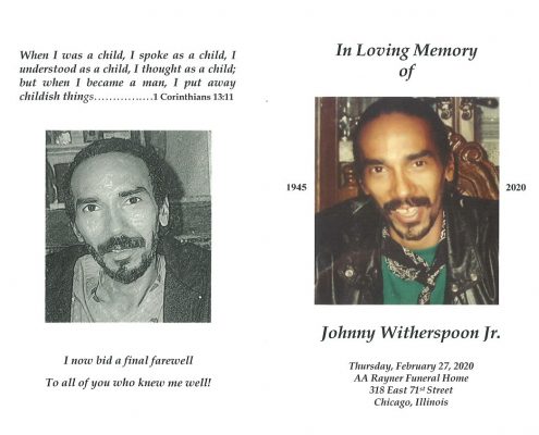 Johnny Witherspoon Jr Obituary