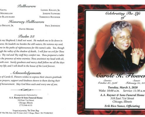 Carole K Flowers Obituary