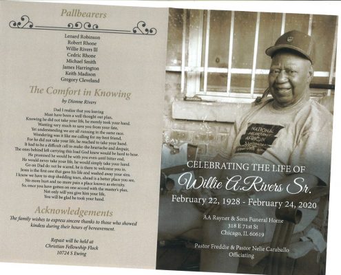 Willie A Rivers Sr Obituary