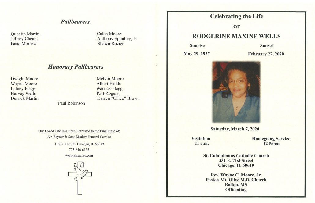 Rodgerine M Wells Obituary