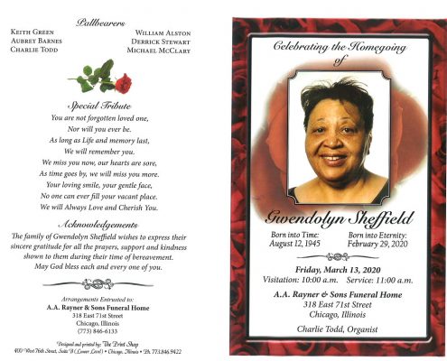 Gwendolyn Sheffield Obituary