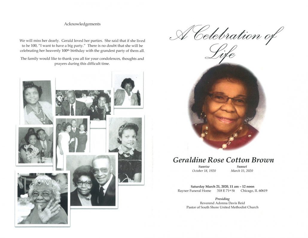 Geraldine Brown Obituary