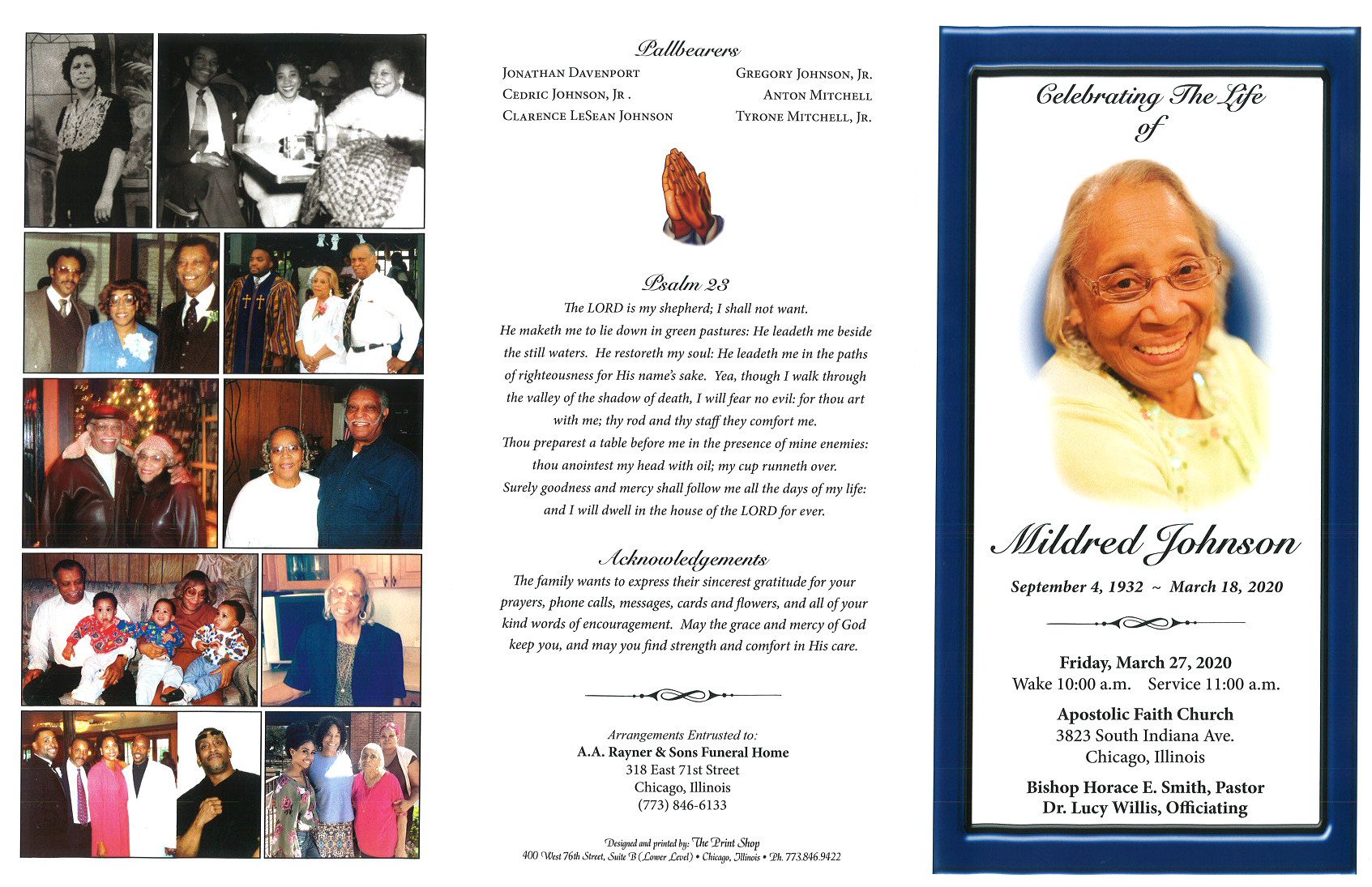 Mildred Johnson Obituary | AA Rayner and Sons Funeral Homes
