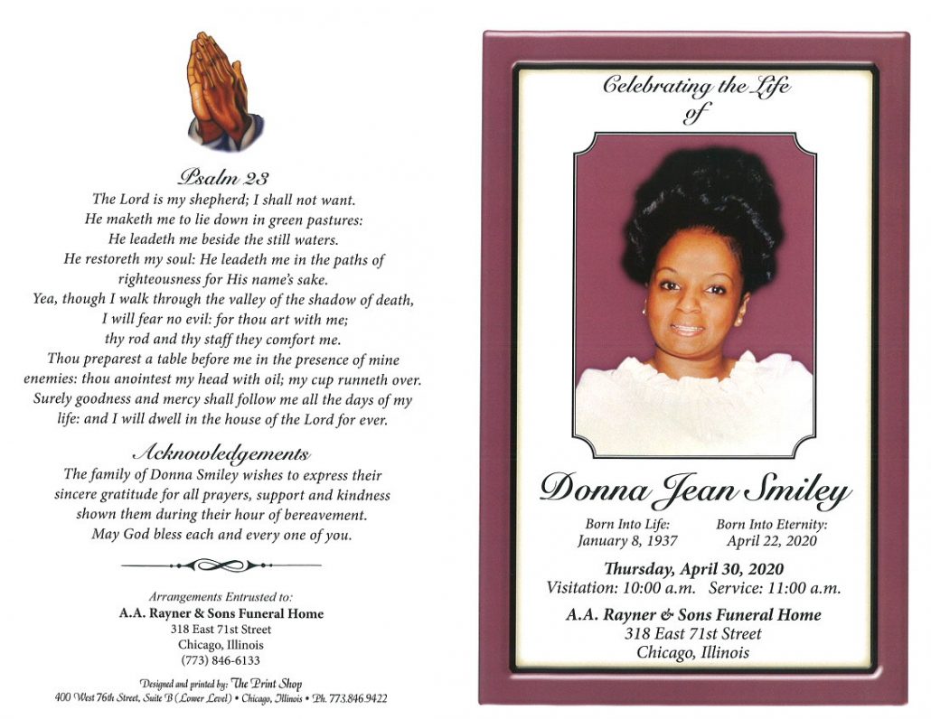 Donna J Smiley Obituary