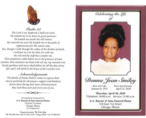 Donna J Smiley Obituary