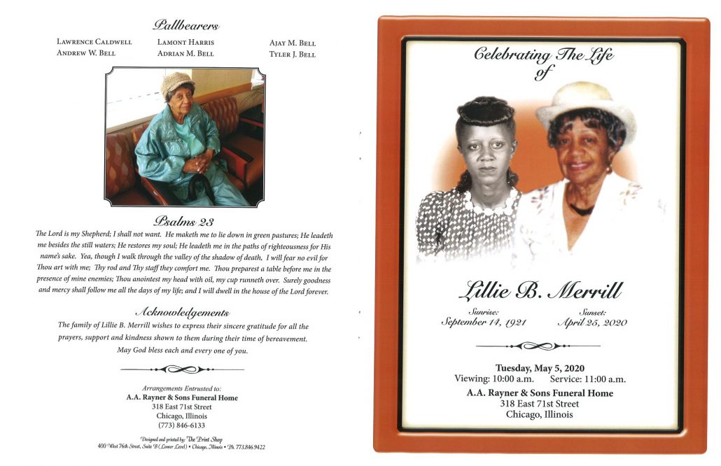 Lillie B Merrill Obituary