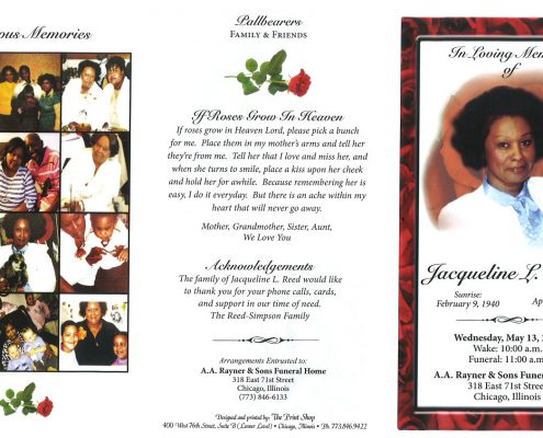 Jacqueline L Reed Obituary