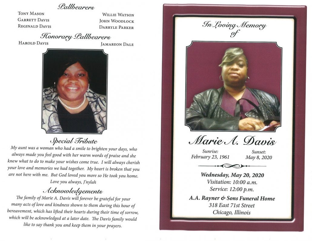 Marie A Davis Obituary