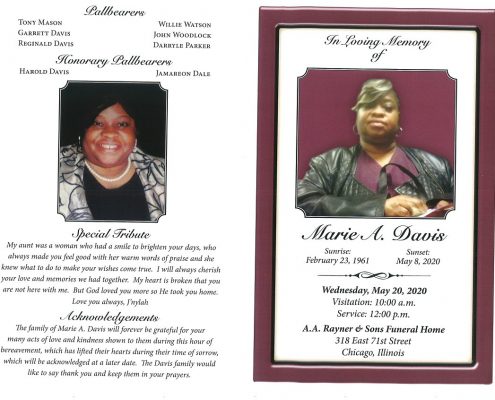 Marie A Davis Obituary