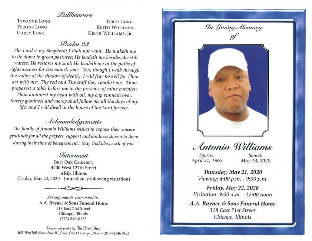 Antonio Williams Obituary