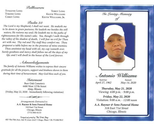 Antonio Williams Obituary