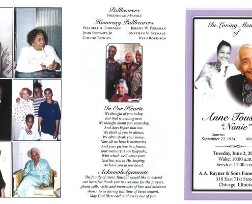 Anne Tousant Obituary