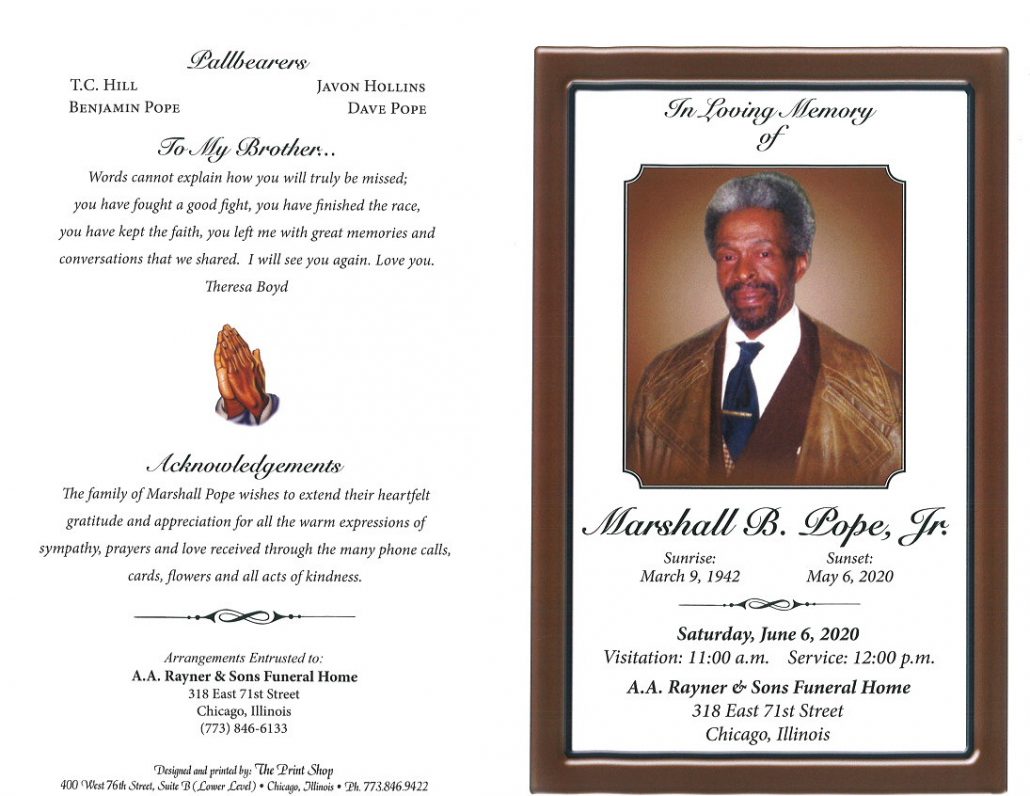 Marshall B Pope Jr Obituary