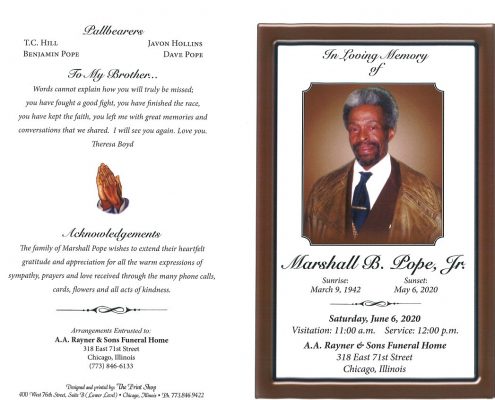 Marshall B Pope Jr Obituary