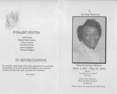 Pearlie J Wilson Obituary