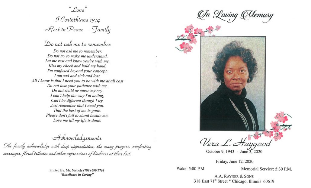 Vera L Haygood Obituary