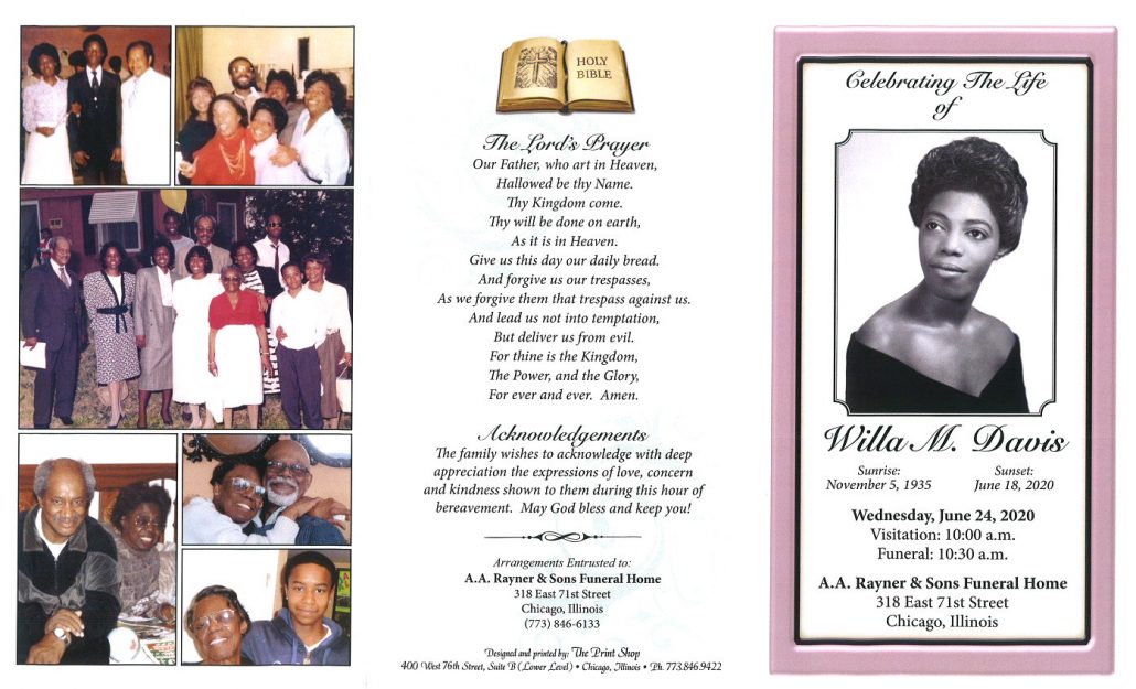 Willa M Davis Obituary
