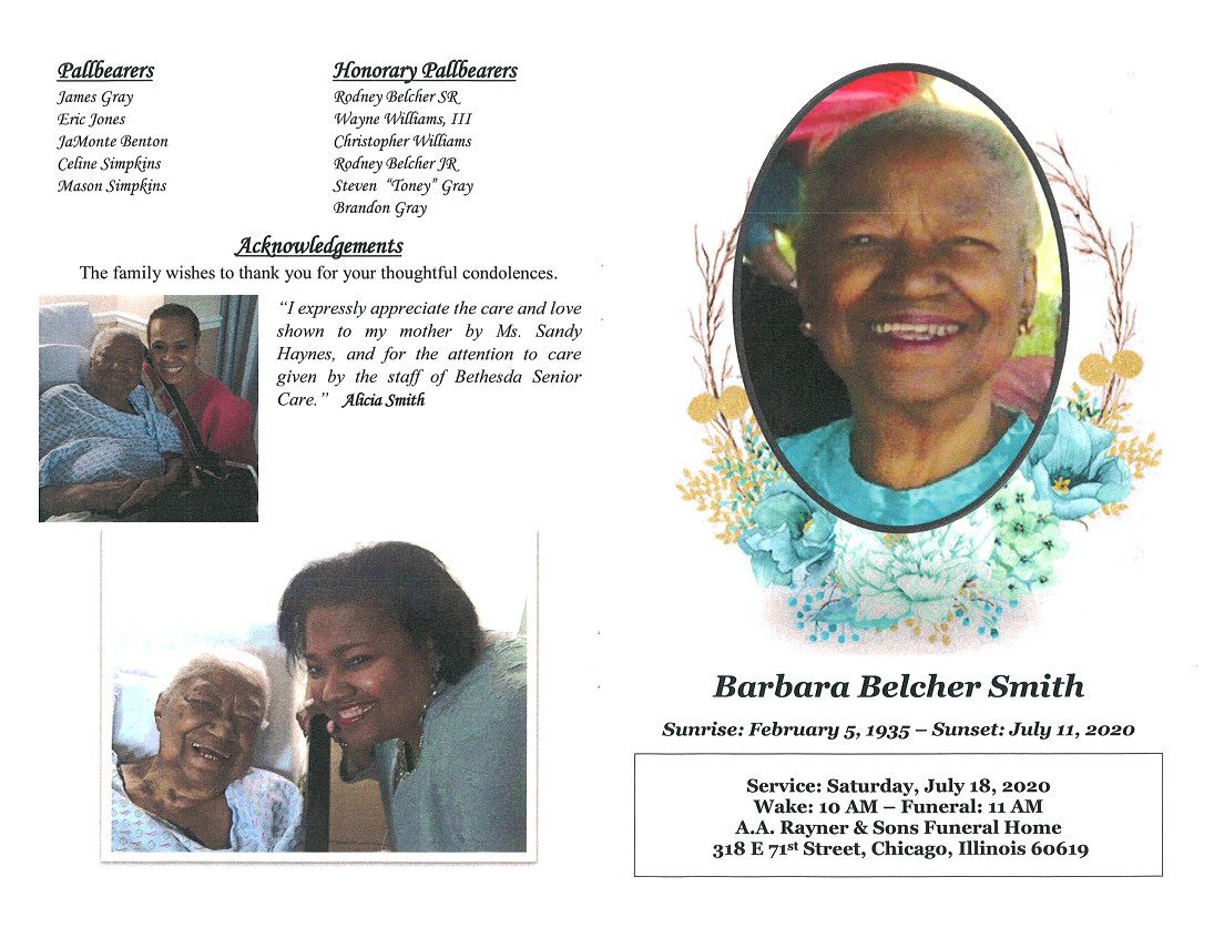 Barbara B Smith Obituary | AA Rayner And Sons Funeral Homes