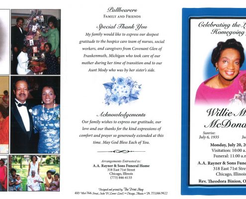 Willie Mae McDonald Obituary