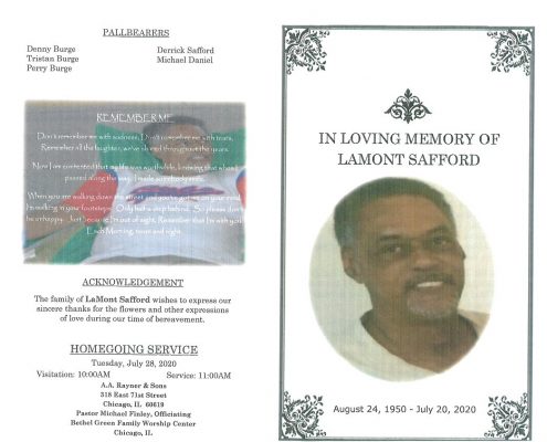 Lamont Safford Obituary