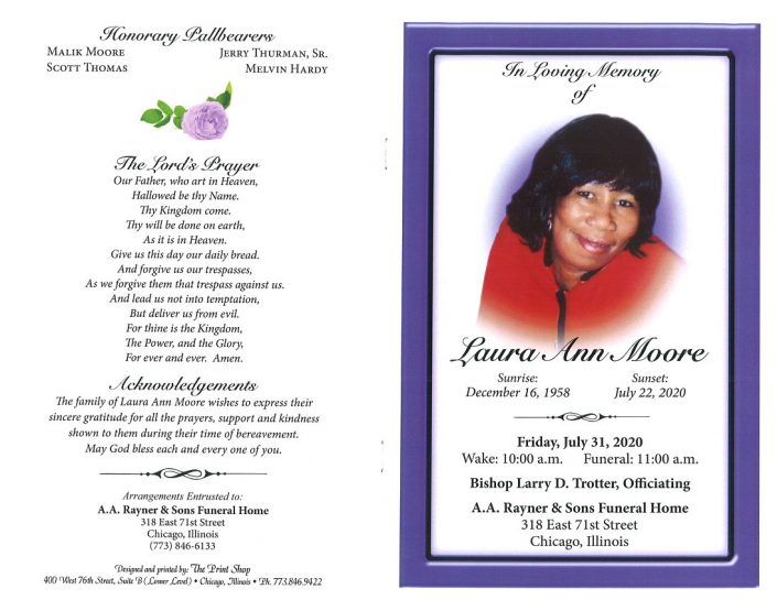 Laura Ann Moore Obituary | AA Rayner and Sons Funeral Homes