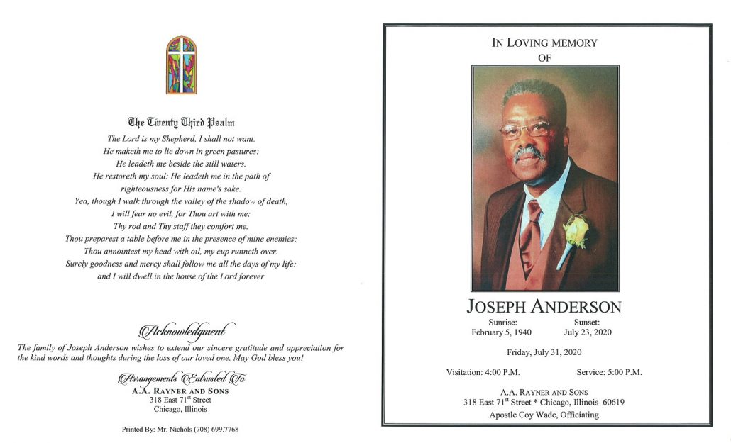 Joseph Anderson Obituary