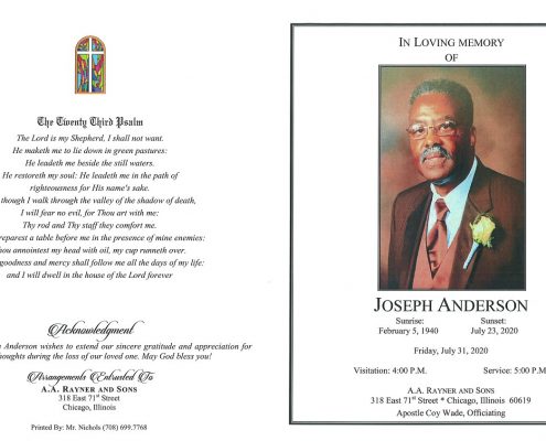 Joseph Anderson Obituary