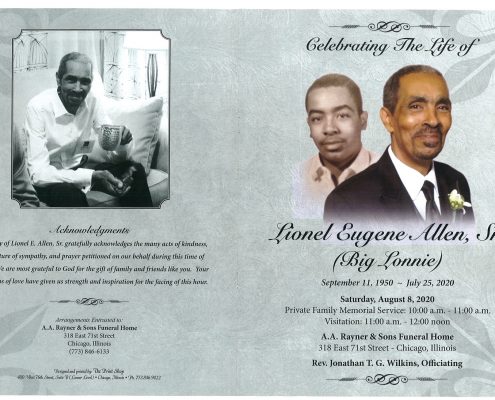 Lionel E Allen Sr Obituary