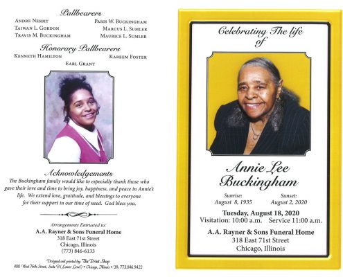 Annie L Buckingham Obituary